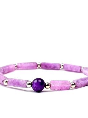 Amethyst Hand Crafted bracelet for women or men, approximately 7.5 inches.